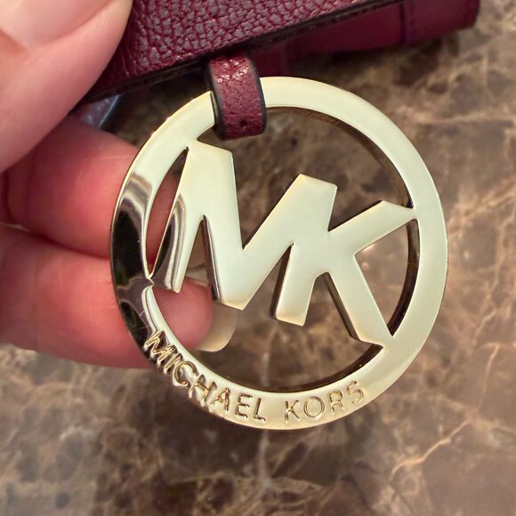 MICHAEL KORS Collins Studded Medium Leather Satchel in Merlot - Picture 13 of 14